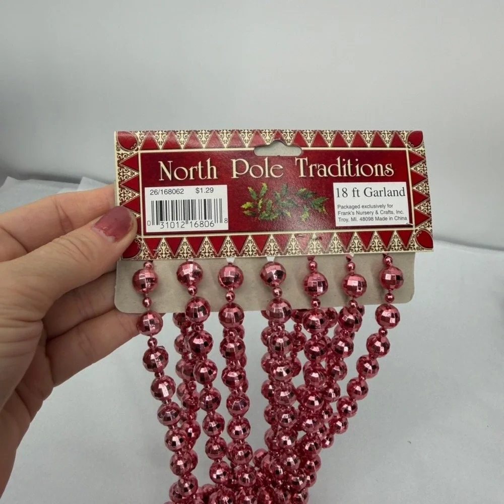 Beaded Garland Strands VTG Pink Metallic VTG Christmas Time Holiday Mixed LOT